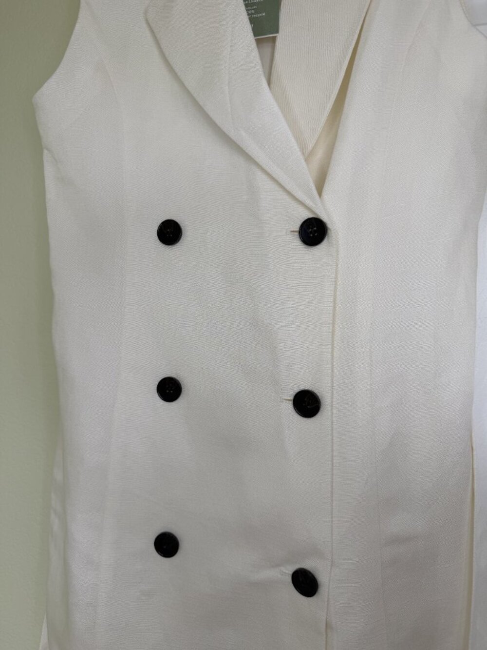 NWT H&M Ivory Linen Blend Blazer Dress with Shoulder Pads and Belt | Size M - Picture 2 of 6